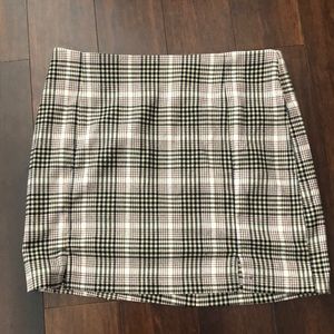 Plaid Double-Slit Mini Skirt